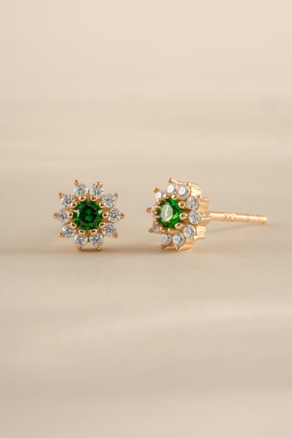 Emerald Dainty Flower Studs