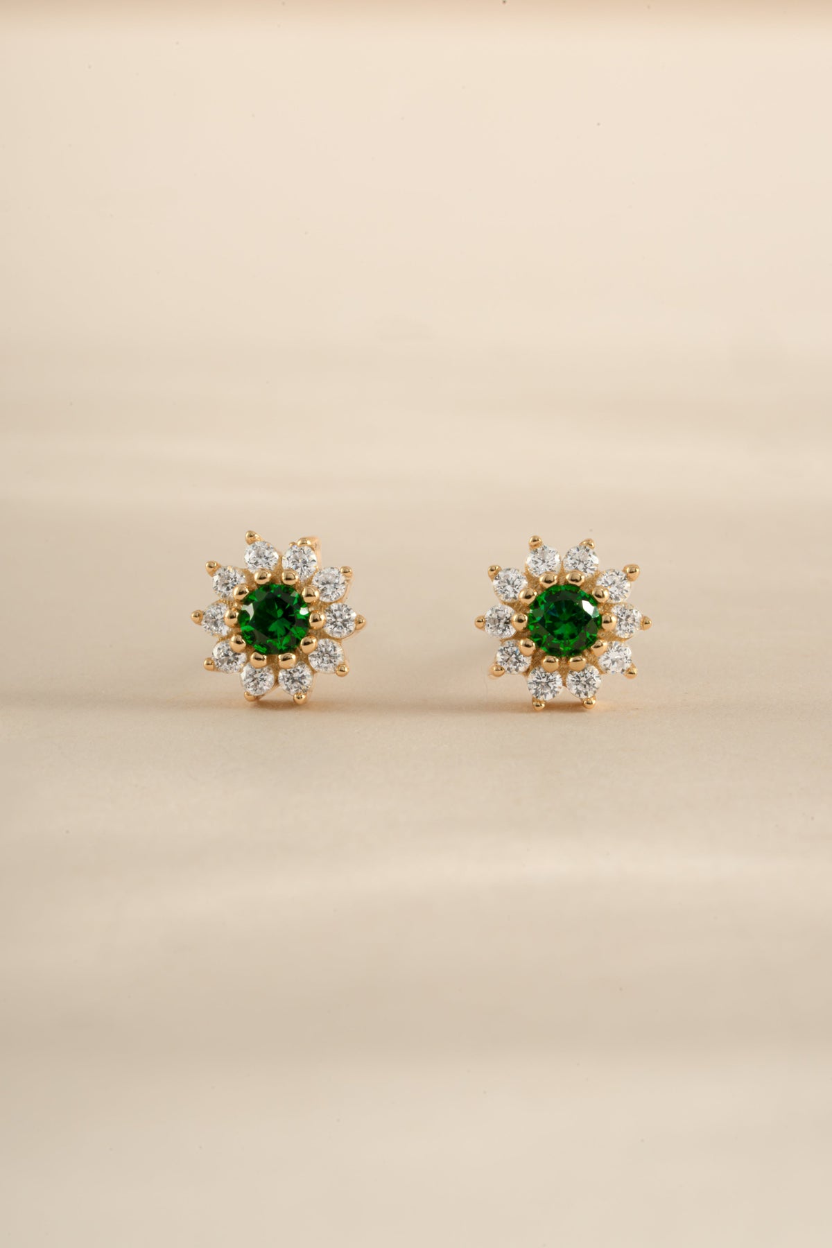 Emerald Dainty Flower Studs