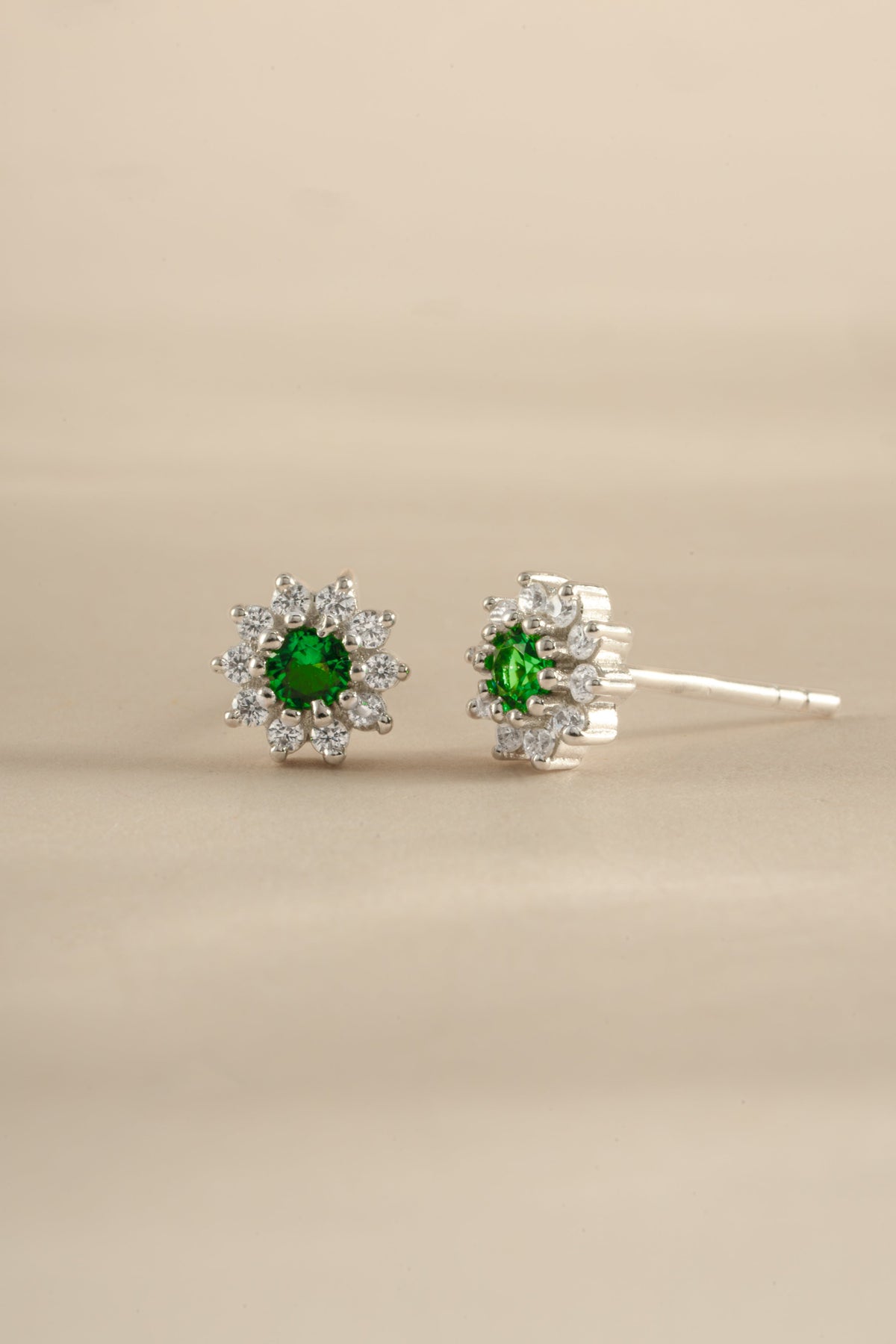Emerald Dainty Flower Studs