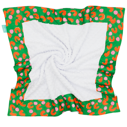 Emerald French Dots with White Minky Baby Blankie