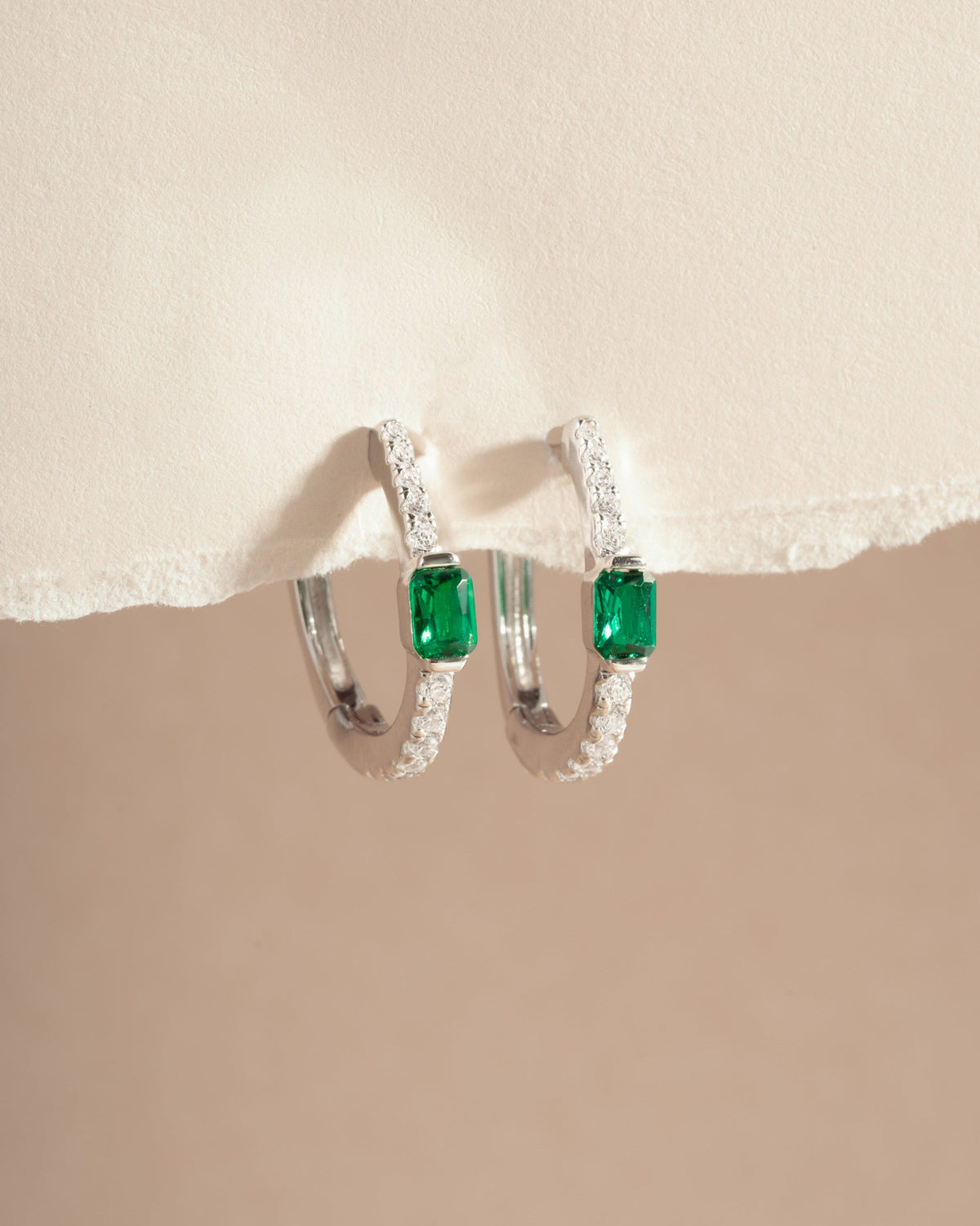 Emerald Hoop Earrings