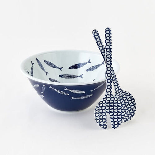 Fish Melamine Salad Bowl with Serving Set