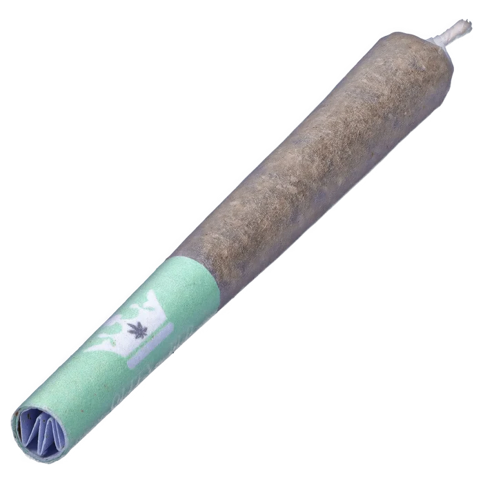 A slightly angled view of the Fit Queen Aventurine Pre-Workout Infused PR, showing a green and silver cylindrical stick.