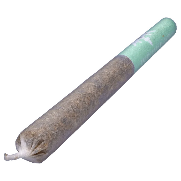 A close-up, angled view of the Fit Queen Aventurine Pre-Workout Infused PR, a small, pale green, cylindrical form.
