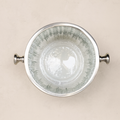 Fluted Glass Ice Bucket w/ Tongs