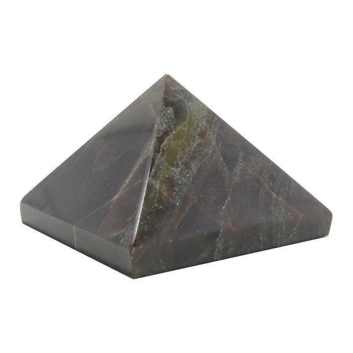 dark red garnet pyramid with green veins
