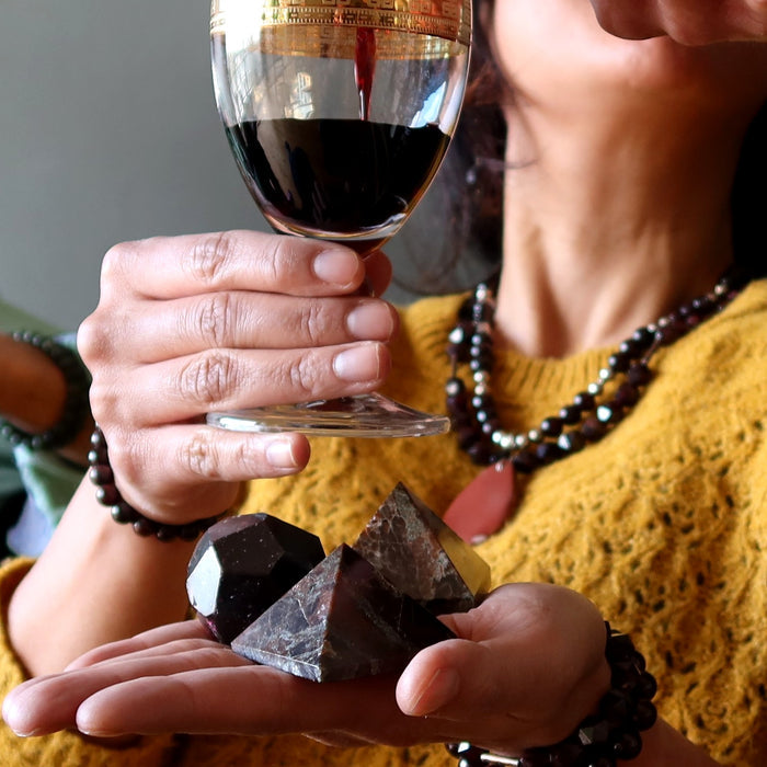 red wine and red garnets