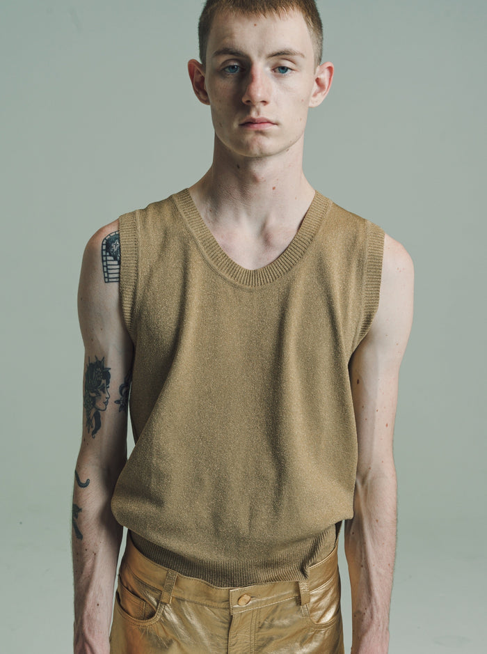 Gold Viscose Lurex Tank Top