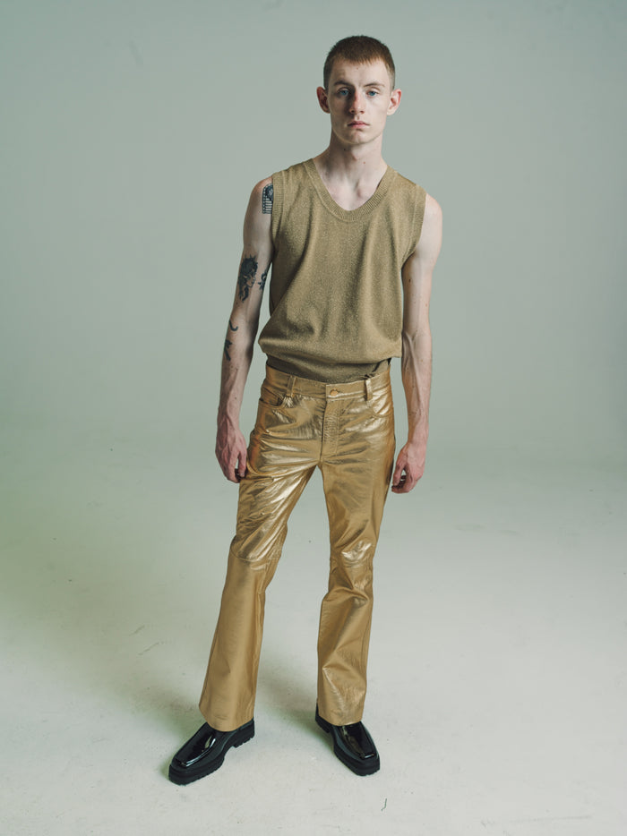 Gold Viscose Lurex Tank Top