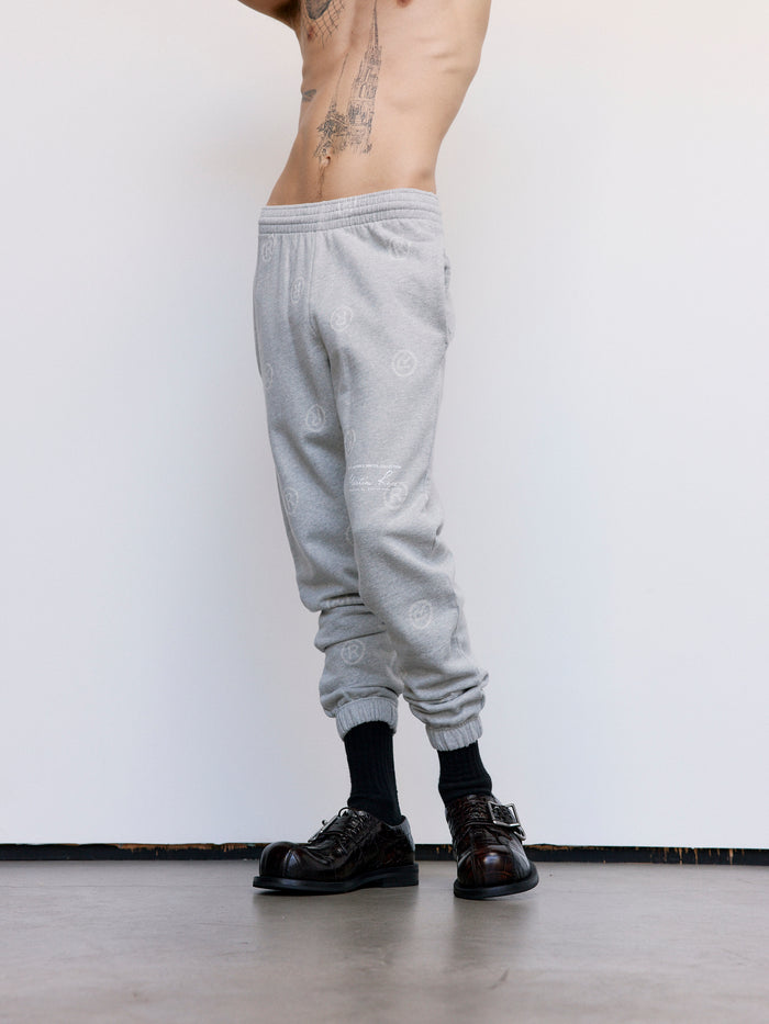 Gray All Over 'R' Jacquard Slim Leg Track Pant