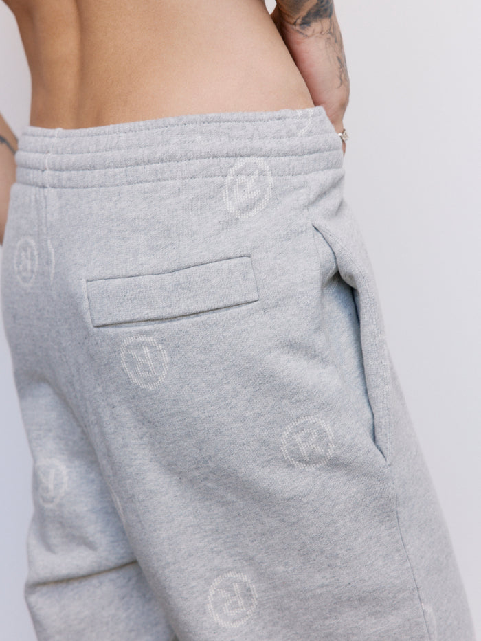 Gray All Over 'R' Jacquard Slim Leg Track Pant