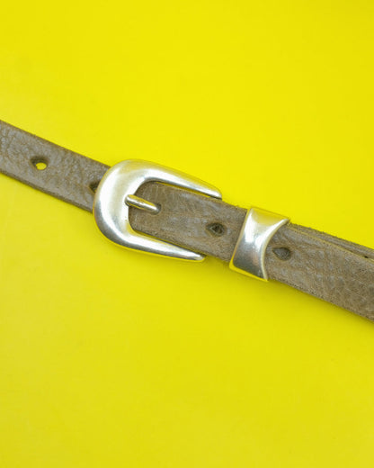Grey Leather 2CM Belt
