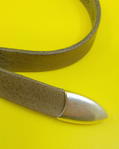 Grey Leather 2CM Belt