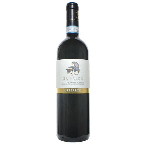 Grifalco Aglianico del Vulture red wine bottle with bird label