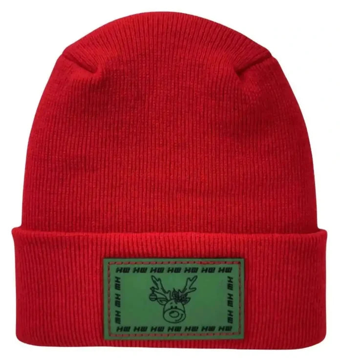 H Stitch Beanie, Reindeer Christmas Red Beanie