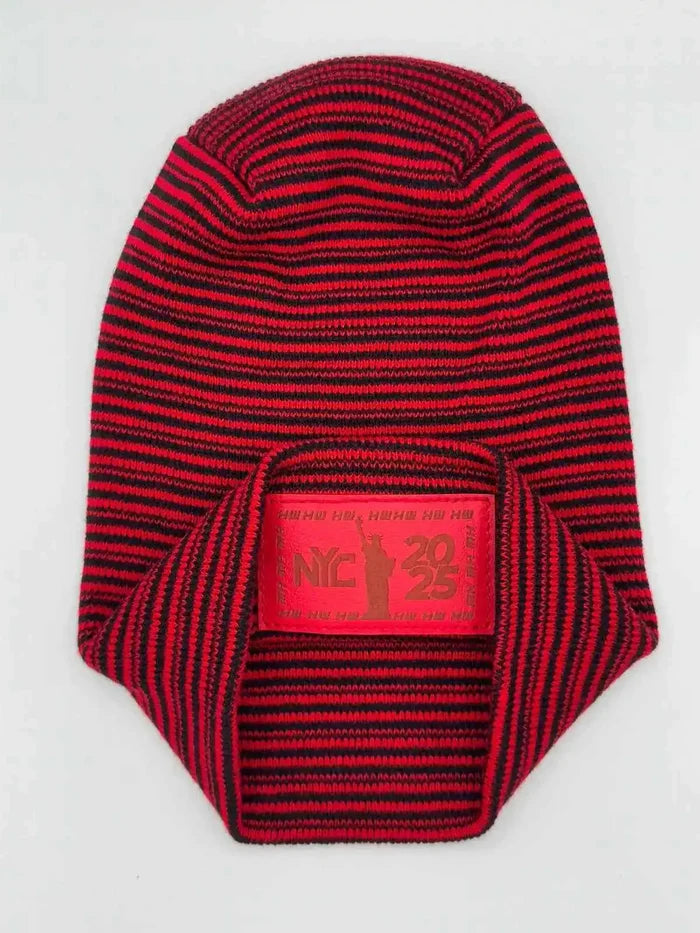 H Stitch Cuffed Beanie, Black and Red Contrast, New Year 2025 Limited Edition