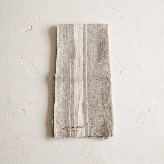Heirloom Linen Tea Towel, Natural with Cream Stripe