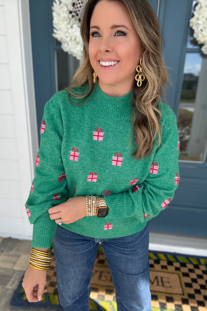 Holiday Cheer Gift Sweater - Kelly Green - B Social Boutique