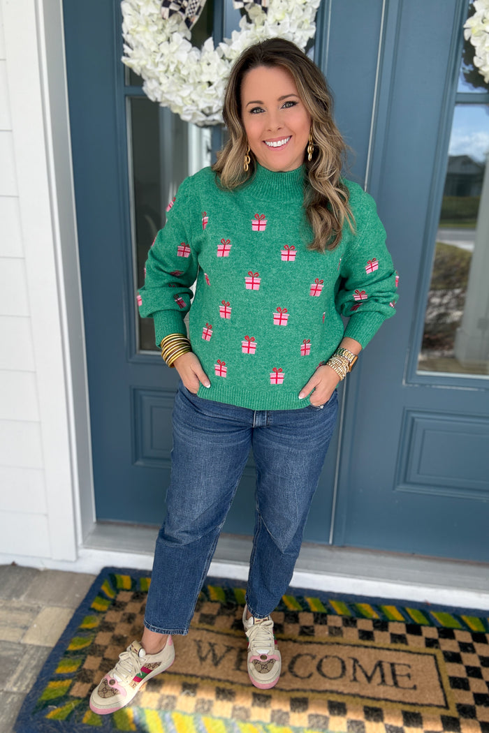Holiday Cheer Gift Sweater - Kelly Green - B Social Boutique