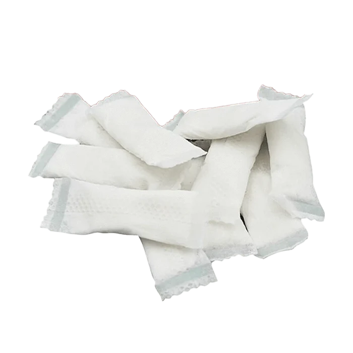 A close-up shot of several Hot Cinnamon Chillows Pouches laid out against a plain white background.