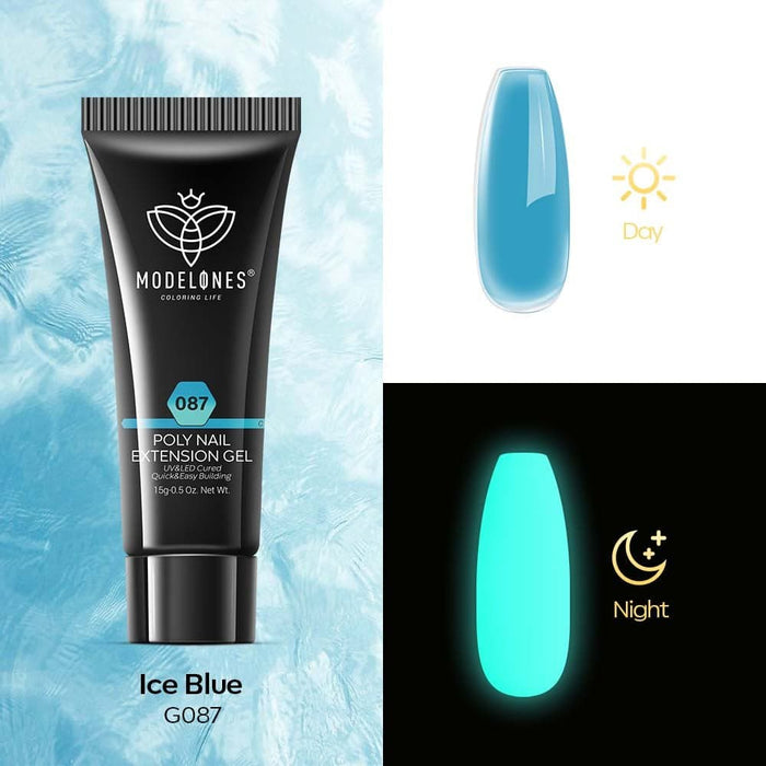 Ice Blue - Luminous Poly Nail Gel (15g) Poly Nail Gel MODELONES #