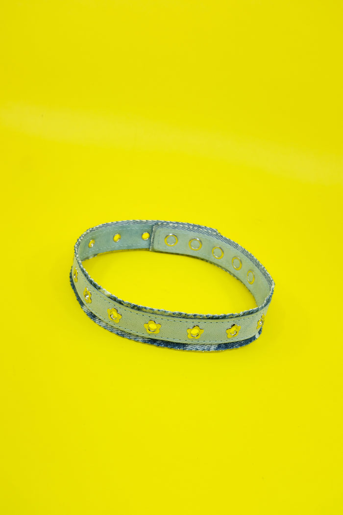 Indigo Leather Denim Flower Choker | Our Legacy | DEPARTAMENTO