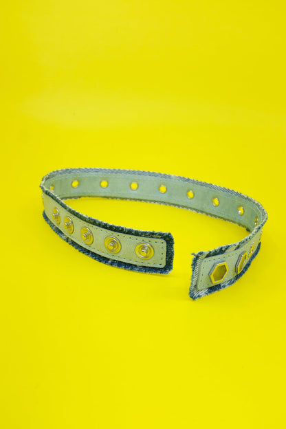 Indigo Leather Denim Flower Choker | Our Legacy | DEPARTAMENTO