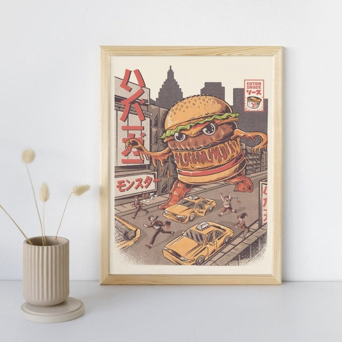 Japanese Poster - Burgerzilla A3