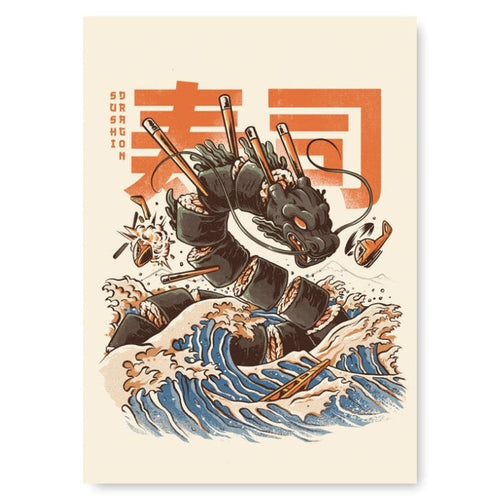 Japanese Poster - Sushi Dragon A3