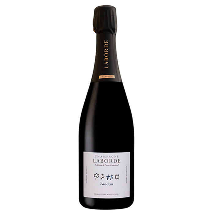 Champagne bottle with black foil cap and cream label, Laborde Tandem NV