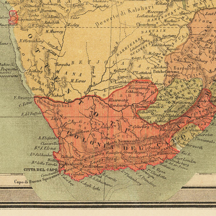 Large Old Map of Colonial Africa by Vallardi, 1885