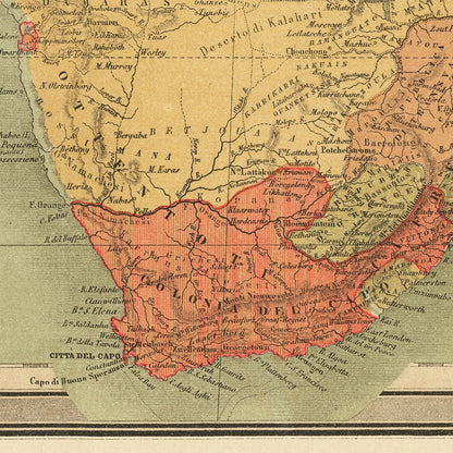 Large Old Map of Colonial Africa by Vallardi, 1885