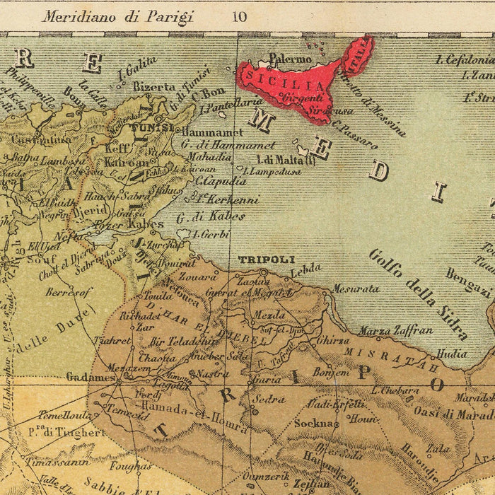Large Old Map of Colonial Africa by Vallardi, 1885
