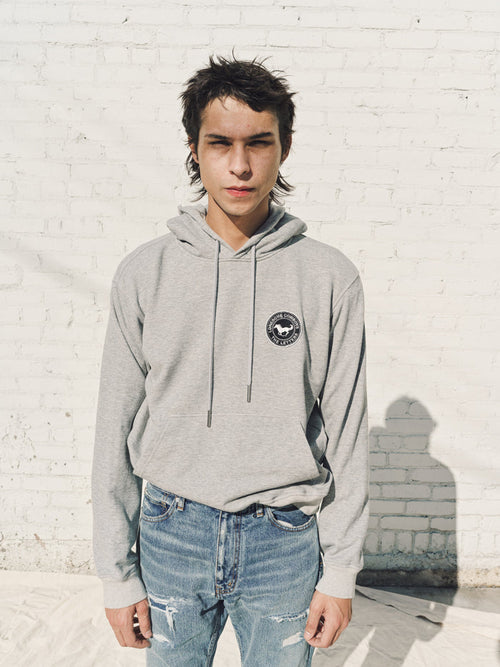 Light Gray Loopwheel Fleece Cotton Horse Emblem Hoodie | The Letters | DEPARTAMENTO