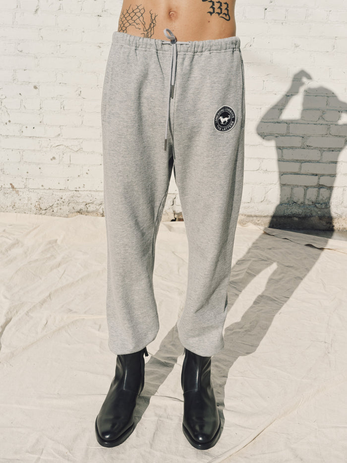 Light Gray Loopwheel Fleece Cotton Horse Emblem Sweat Pants | The Letters | DEPARTAMENTO