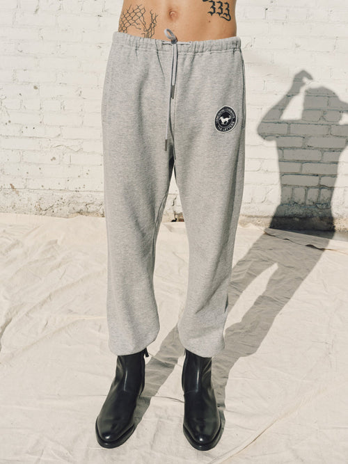 Light Gray Loopwheel Fleece Cotton Horse Emblem Sweat Pants | The Letters | DEPARTAMENTO