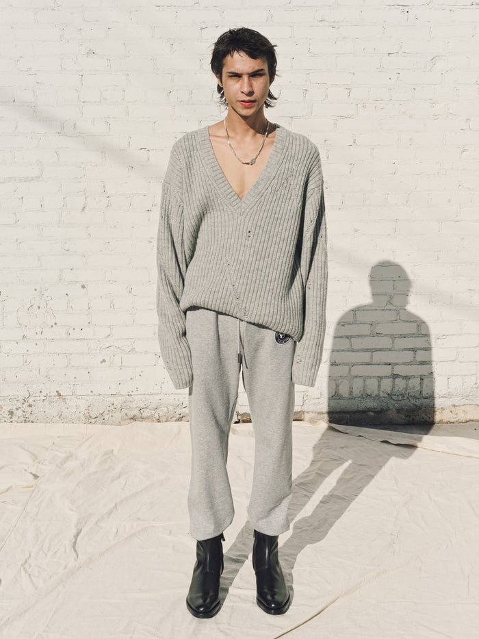 Light Gray Loopwheel Fleece Cotton Horse Emblem Sweat Pants | The Letters | DEPARTAMENTO