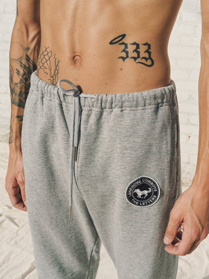 Light Gray Loopwheel Fleece Cotton Horse Emblem Sweat Pants | The Letters | DEPARTAMENTO