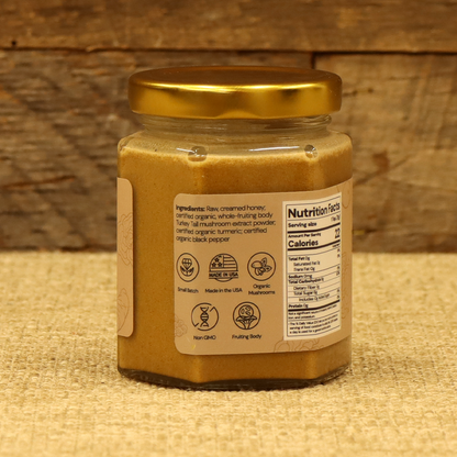 Longevity: Raw Creamed Honey with Organic Turkey Tail, Turmeric, and Black Pepper