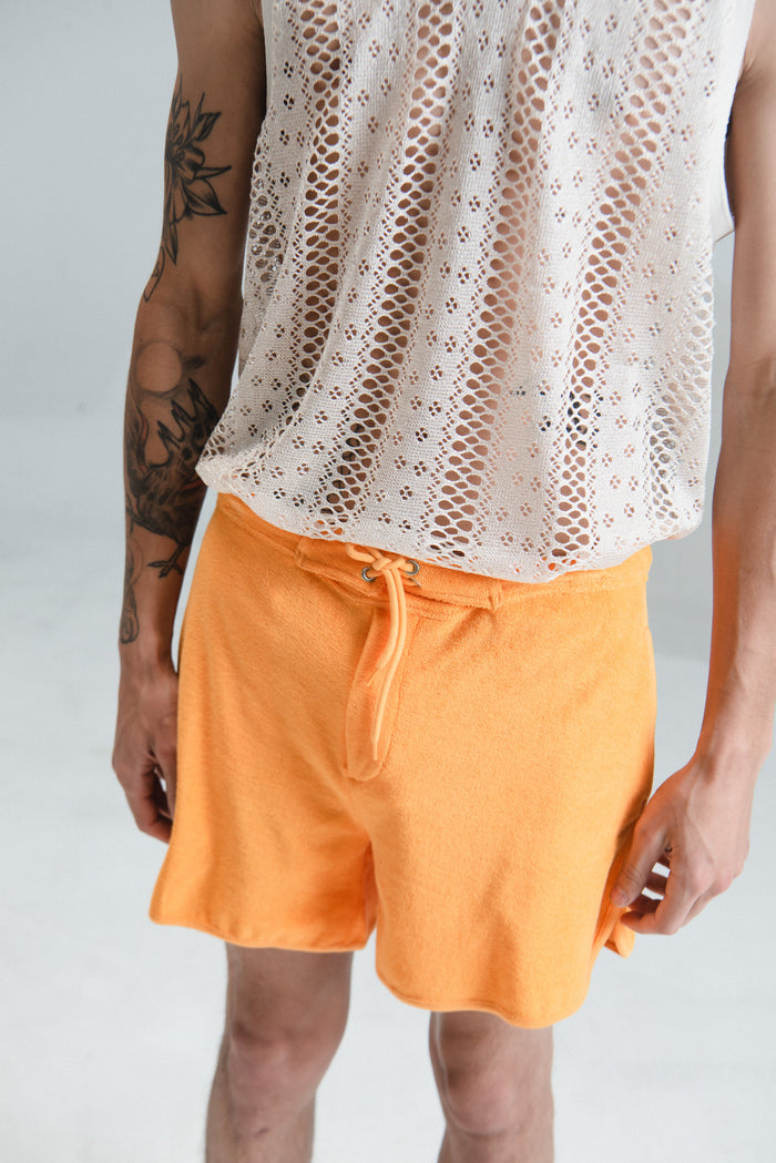 Mandarin Cotton Terry Drawstring Board Shorts | CMMN SWDN | DEPARTAMENTO