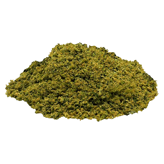 A close-up view of the Maui Wowie, showcasing its granular texture and earthy tones against a plain white background.