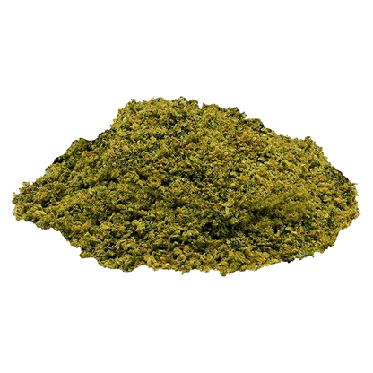 A close-up view of the Maui Wowie, showcasing its granular texture and earthy tones against a plain white background.