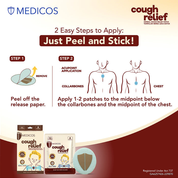 MEDICOS Cough Relief Herbal Patches [2 Boxes, 6 pcs/box]
