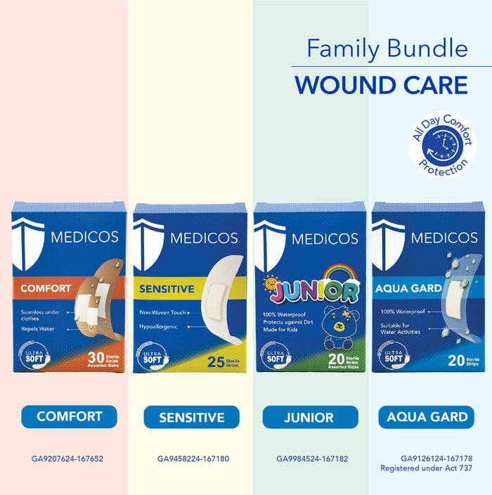 MEDICOS Wound Care - Family Bundle (Plaster) [4 Boxes]