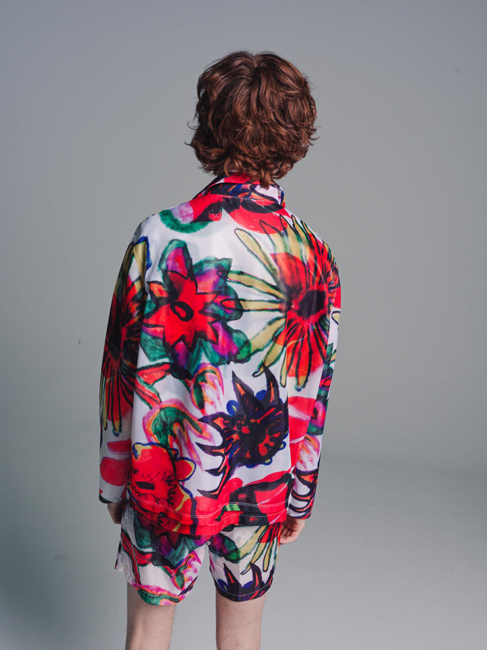 Melting Flower Print Shrunken Full Zip Polo Top | Our Legacy | DEPARTAMENTO
