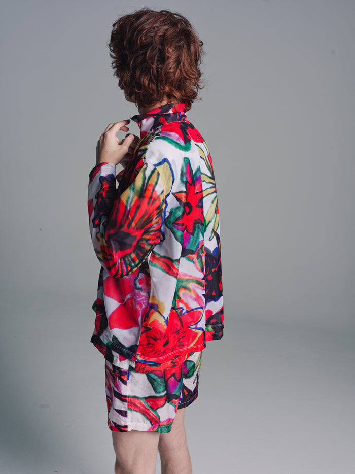 Melting Flower Print Shrunken Full Zip Polo Top | Our Legacy | DEPARTAMENTO