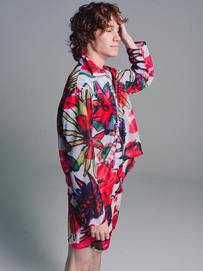 Melting Flower Print Shrunken Full Zip Polo Top | Our Legacy | DEPARTAMENTO