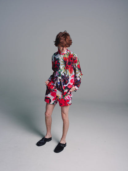Melting Flower Print Shrunken Full Zip Polo Top | Our Legacy | DEPARTAMENTO