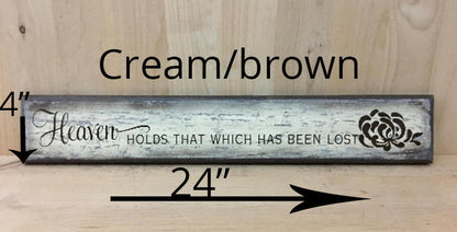 4x24 cream/brown memorial sign with brown lettering