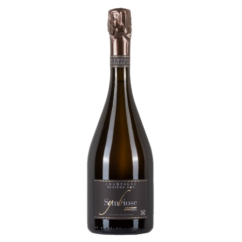 Champagne bottle with gold foil neck and Symbiose label